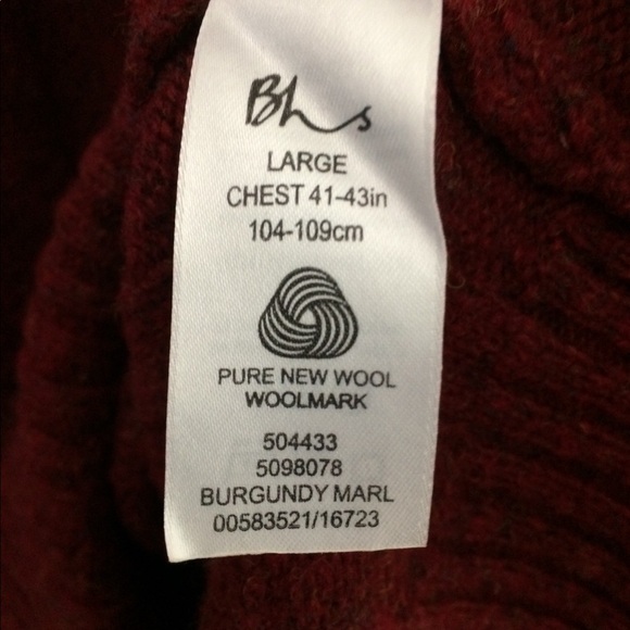UK-L Vintage BHS Burgundy Wool Sweater - Picture 5 of 6